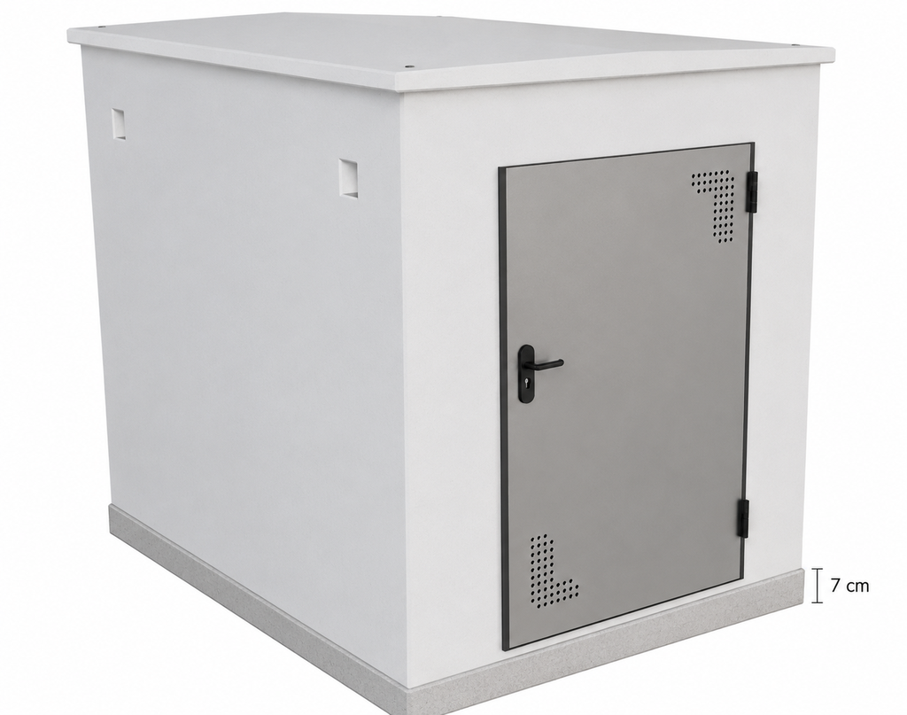 [V8MA32CL1] Caseta monoblock 3,00x2,00 m cub. 2 aguas puerta lado corto con solera
